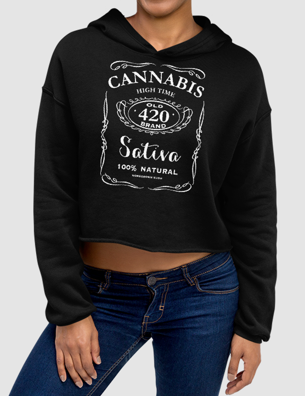 Cannabis 420 Whiskey Style | Crop Hoodie OniTakai