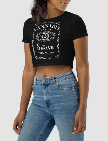 Cannabis 420 Whiskey Style Women's Fitted Crop Top T-Shirt OniTakai