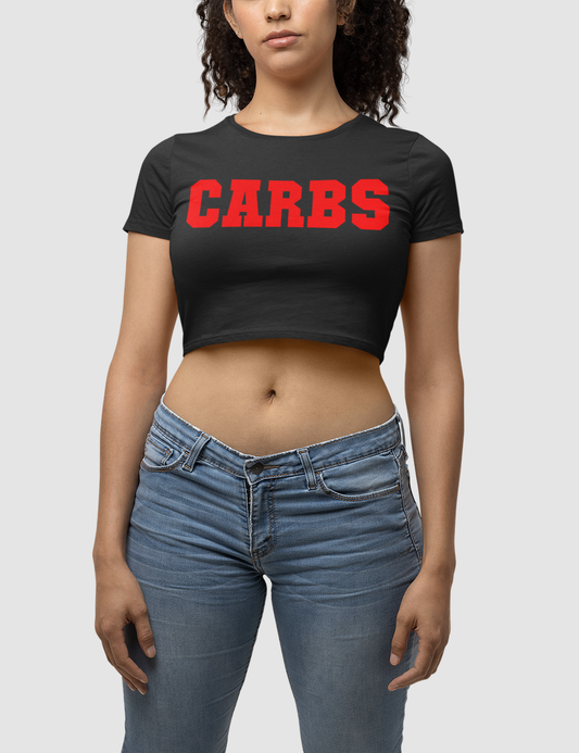 Carbs (Red Print) Women's Fitted Crop Top T-Shirt OniTakai