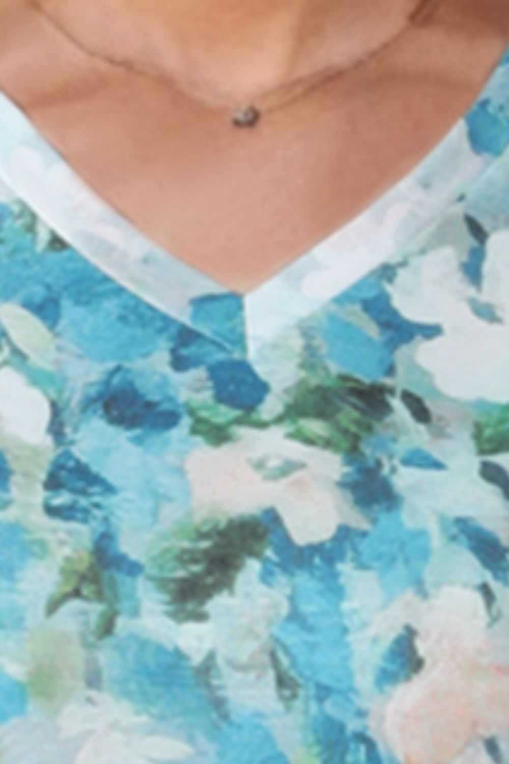 Casual Floral Tie-Dye Print V-Neck Short Sleeve T-Shirt OniTakai