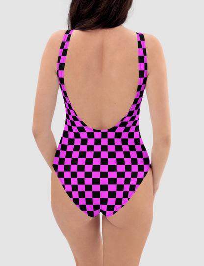 Checkered Magenta | Women's One-Piece Swimsuit OniTakai