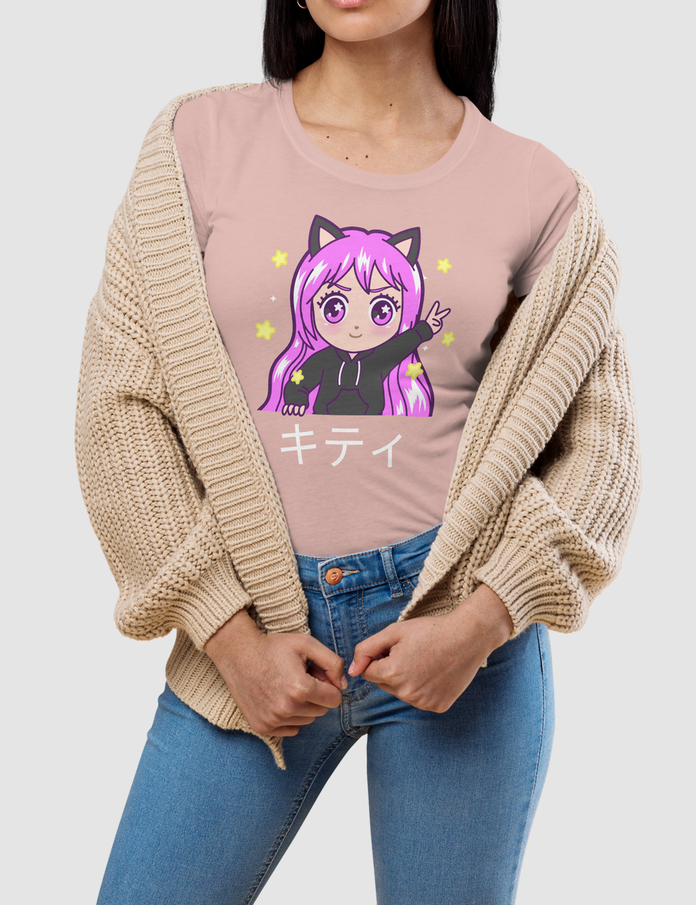Chibi Kitty Girl | Women's Fitted T-Shirt OniTakai