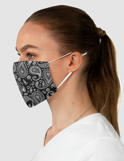 Classic Black And White Paisley Design | Two-Layer Polyester Fabric Face Mask OniTakai