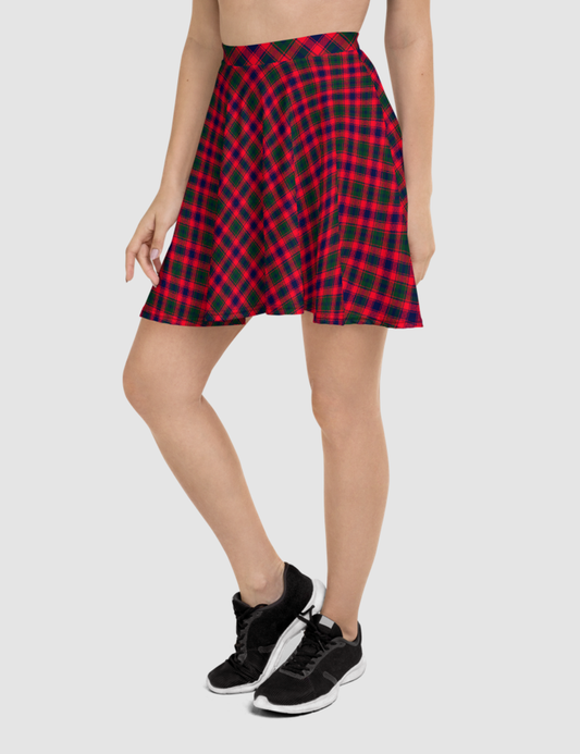 Classic Dark Red Diagonal Plaid Pattern | Women's Skater Skirt OniTakai