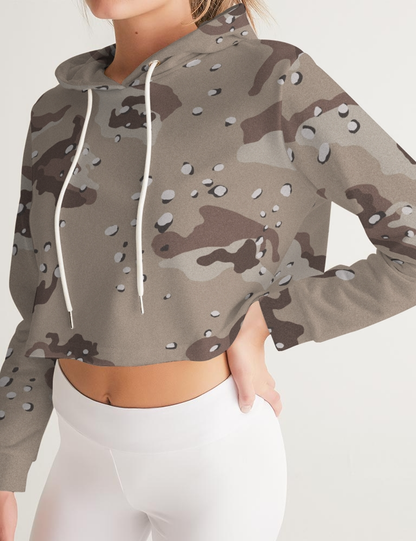 Classic Desert Storm Camouflage Print | Women's Premium Cropped Hoodie OniTakai