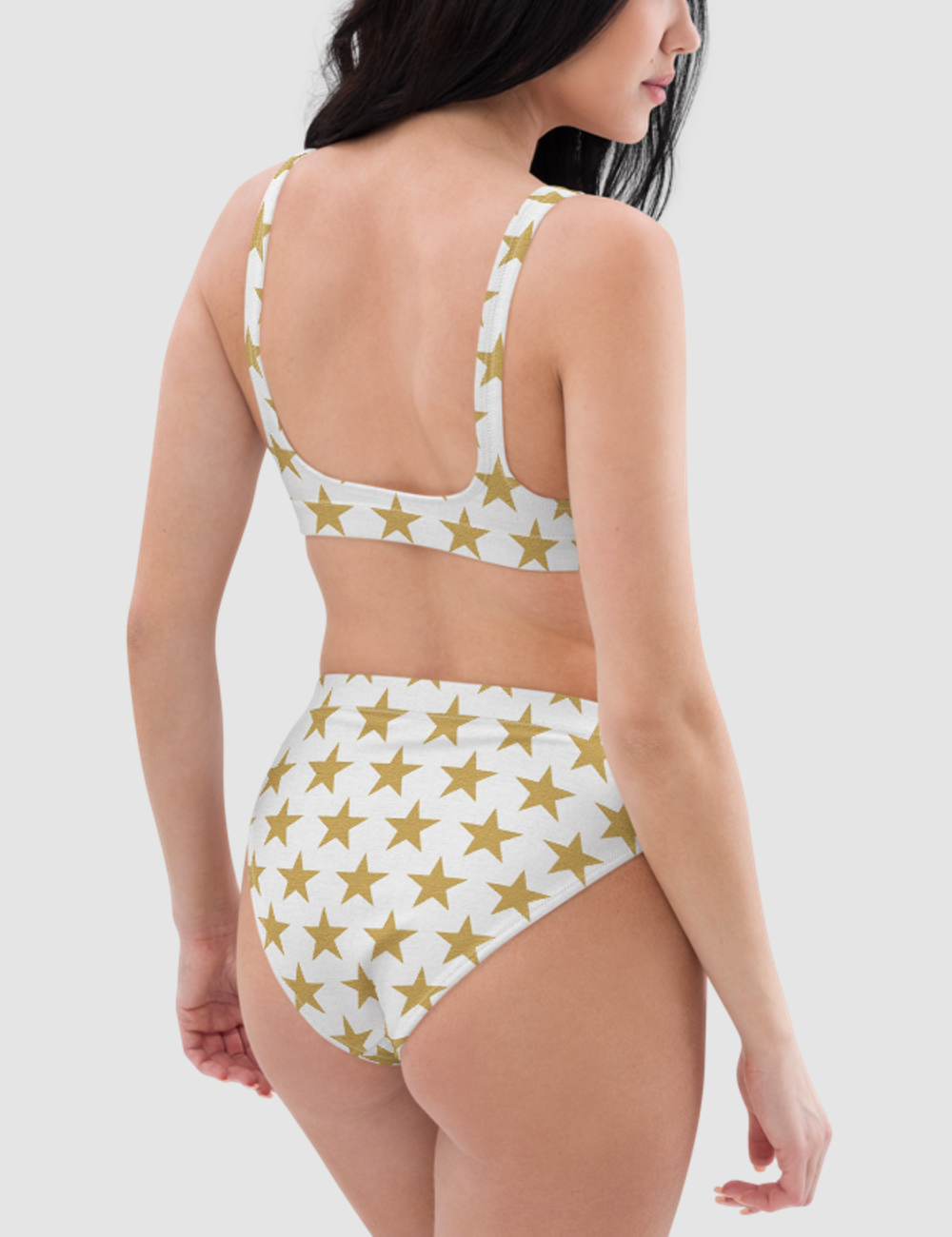 Classic Gold Star Pattern | Women's Essential High-Waisted Bikini OniTakai