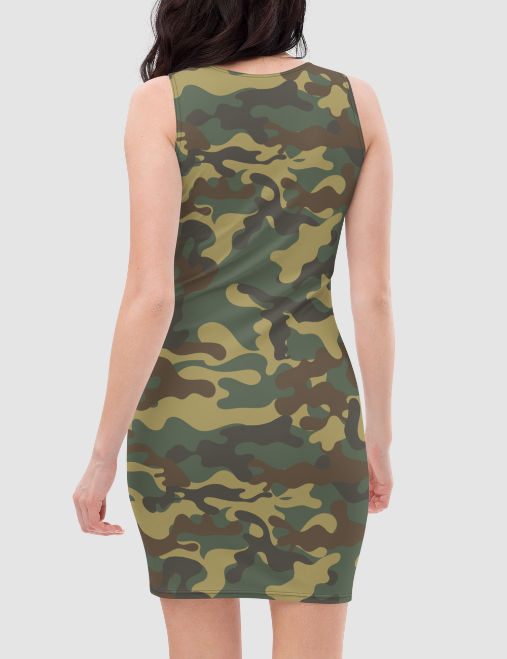 Classic Green Woodland Camo | Women's Sleeveless Fitted Sublimated Dress OniTakai