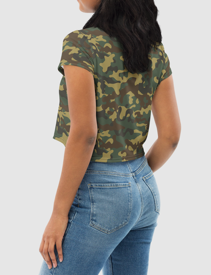 Classic Green Woodland Camo | Women's Sublimated Crop Top T-Shirt OniTakai