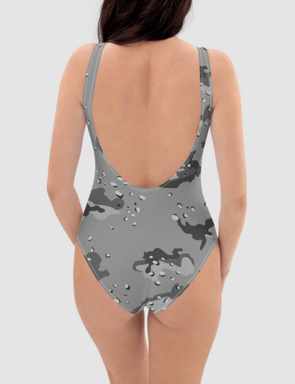 Classic Grey Desert Storm Camouflage Print | Women's One-Piece Swimsuit OniTakai