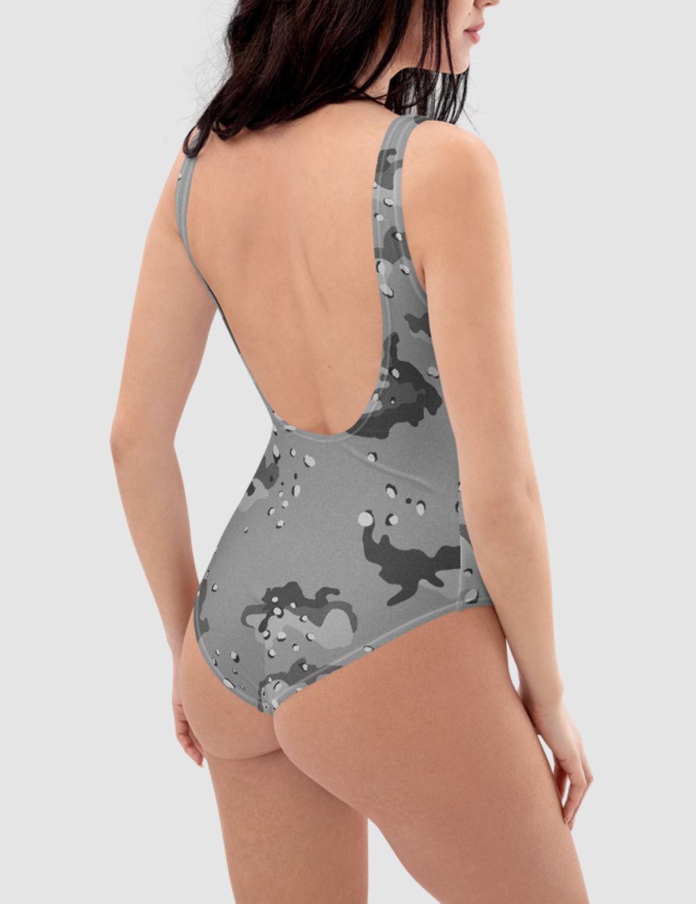 Classic Grey Desert Storm Camouflage Print | Women's One-Piece Swimsuit OniTakai