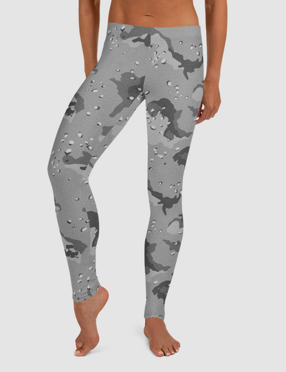 Classic Grey Desert Storm Camouflage Print | Women's Standard Yoga Leggings OniTakai