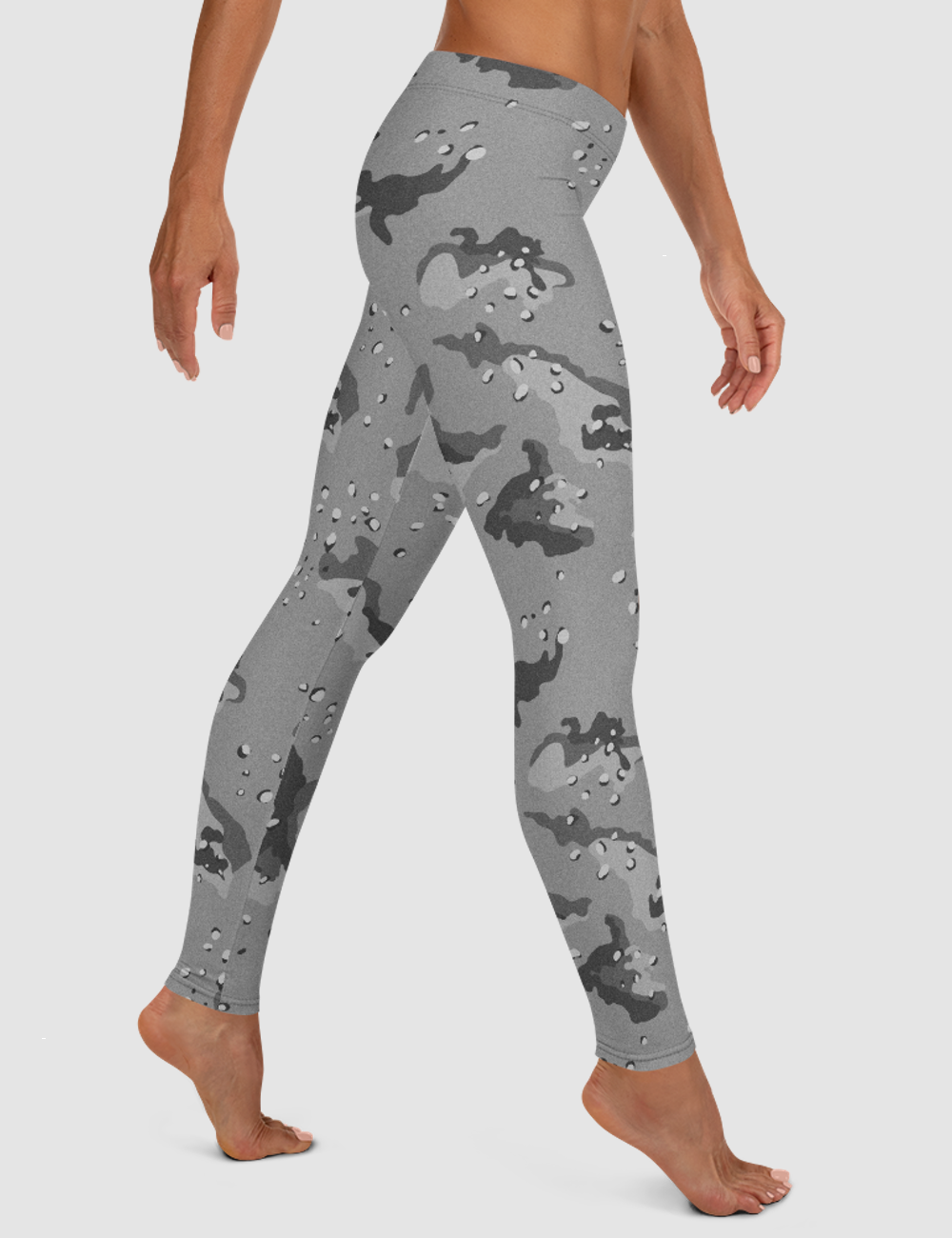 Classic Grey Desert Storm Camouflage Print | Women's Standard Yoga Leggings OniTakai