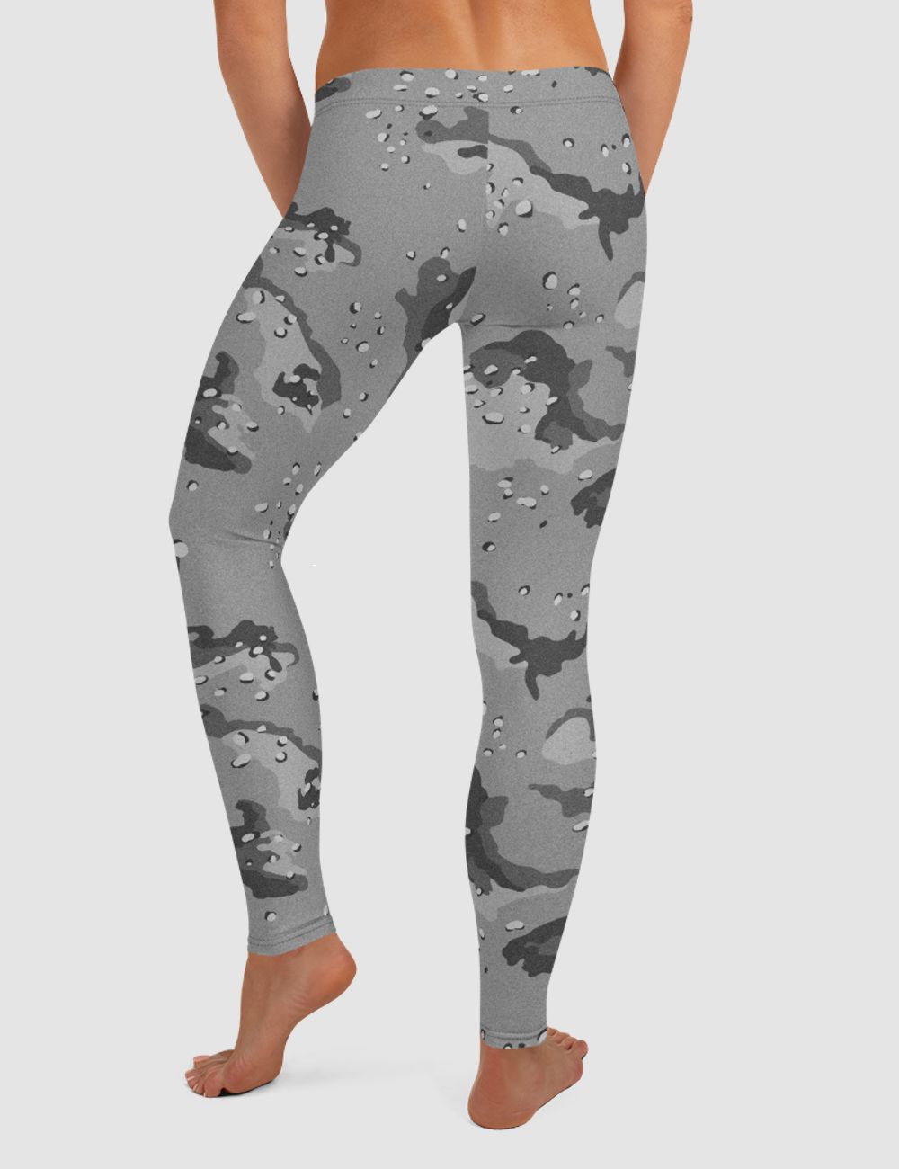 Classic Grey Desert Storm Camouflage Print | Women's Standard Yoga Leggings OniTakai