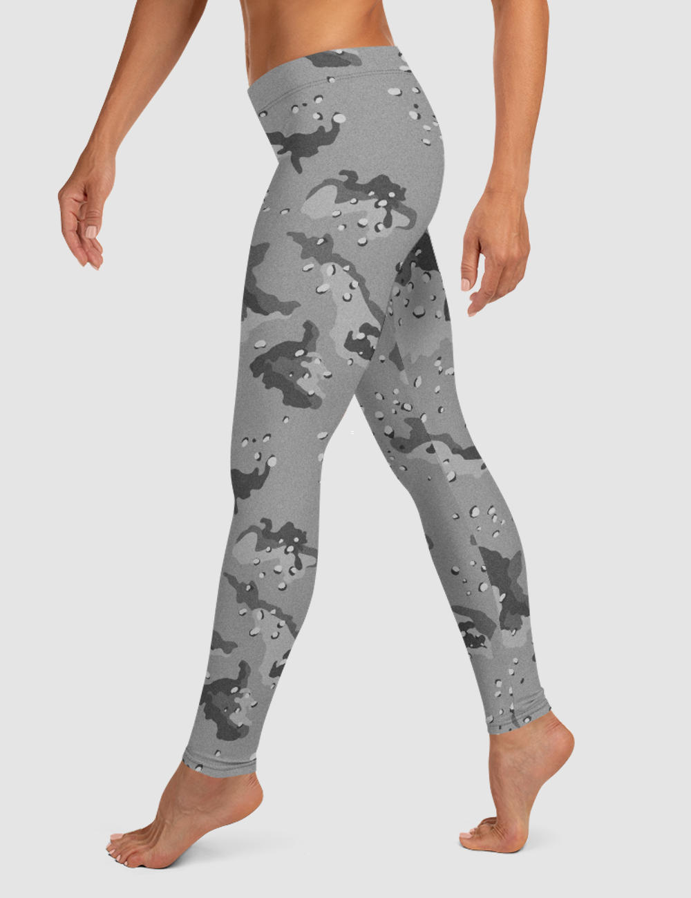 Classic Grey Desert Storm Camouflage Print | Women's Standard Yoga Leggings OniTakai