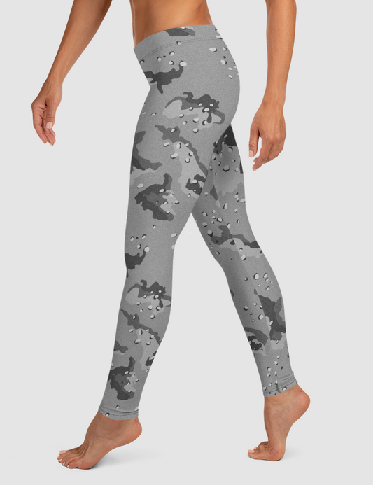 Classic Grey Desert Storm Camouflage Print | Women's Standard Yoga Leggings OniTakai