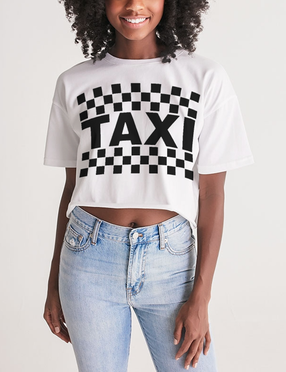 Classic Taxi Sign Women's Oversized Crop Top T-Shirt OniTakai