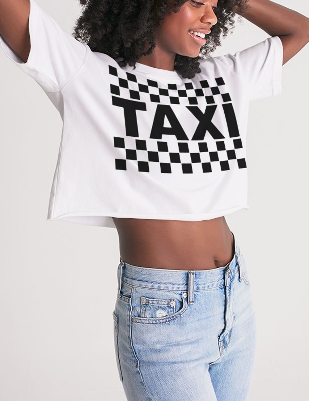 Classic Taxi Sign Women's Oversized Crop Top T-Shirt OniTakai
