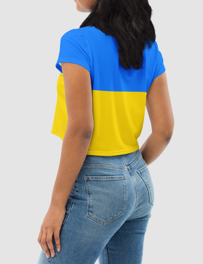 Classic Ukrainian Flag | Women's Sublimated Crop Top T-Shirt OniTakai