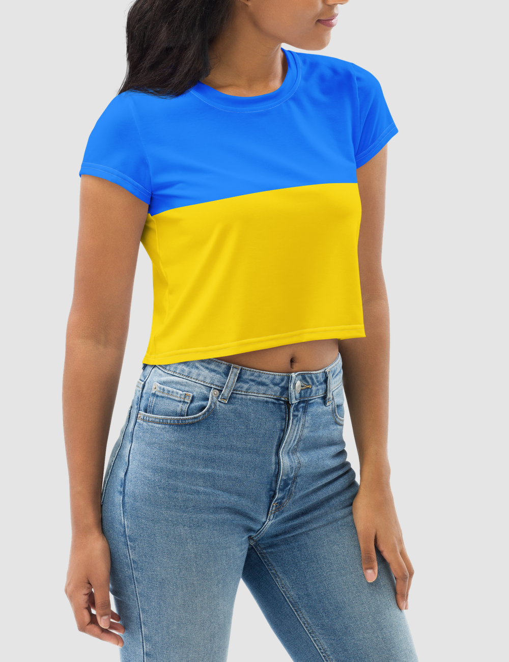 Classic Ukrainian Flag | Women's Sublimated Crop Top T-Shirt OniTakai