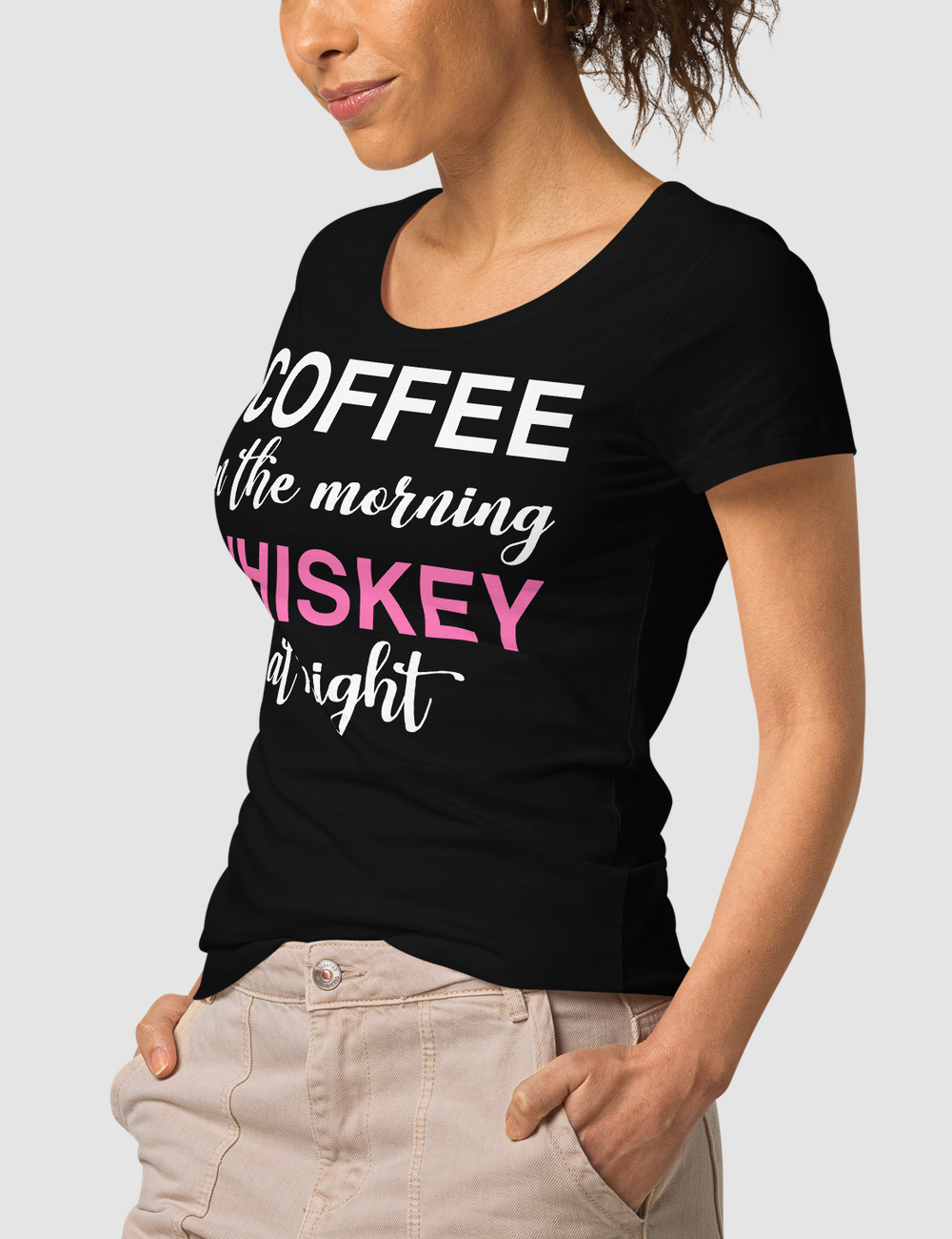 Coffee And Whiskey | Women's Organic Round Neck T-Shirt OniTakai
