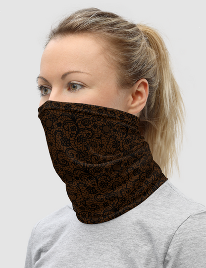 Coffee Style Faux Lace Crochet Print Pattern | Neck Gaiter Face Mask OniTakai