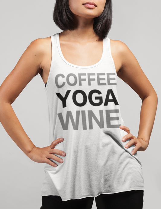 Coffee Yoga Wine | Women's Cut Racerback Tank Top OniTakai