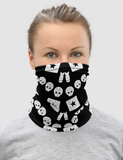 Crazy Happy Starry Eyed Punk Skull Pattern | Neck Gaiter Face Mask OniTakai