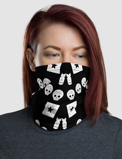 Crazy Happy Starry Eyed Punk Skull Pattern | Neck Gaiter Face Mask OniTakai
