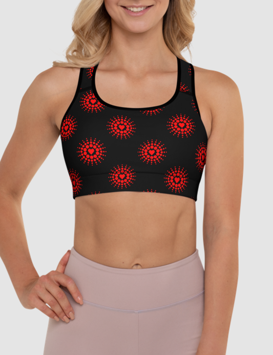 Crimson Crown Hearts | Women's Padded Sports Bra OniTakai