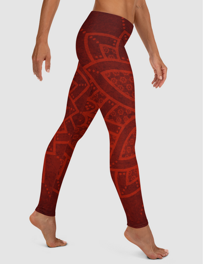 Crimson Mandala | Women's Standard Yoga Leggings OniTakai