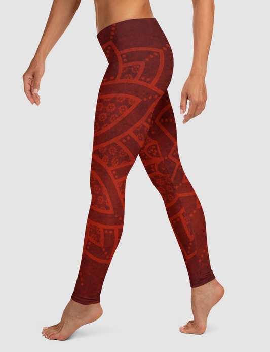 Crimson Mandala | Women's Standard Yoga Leggings OniTakai