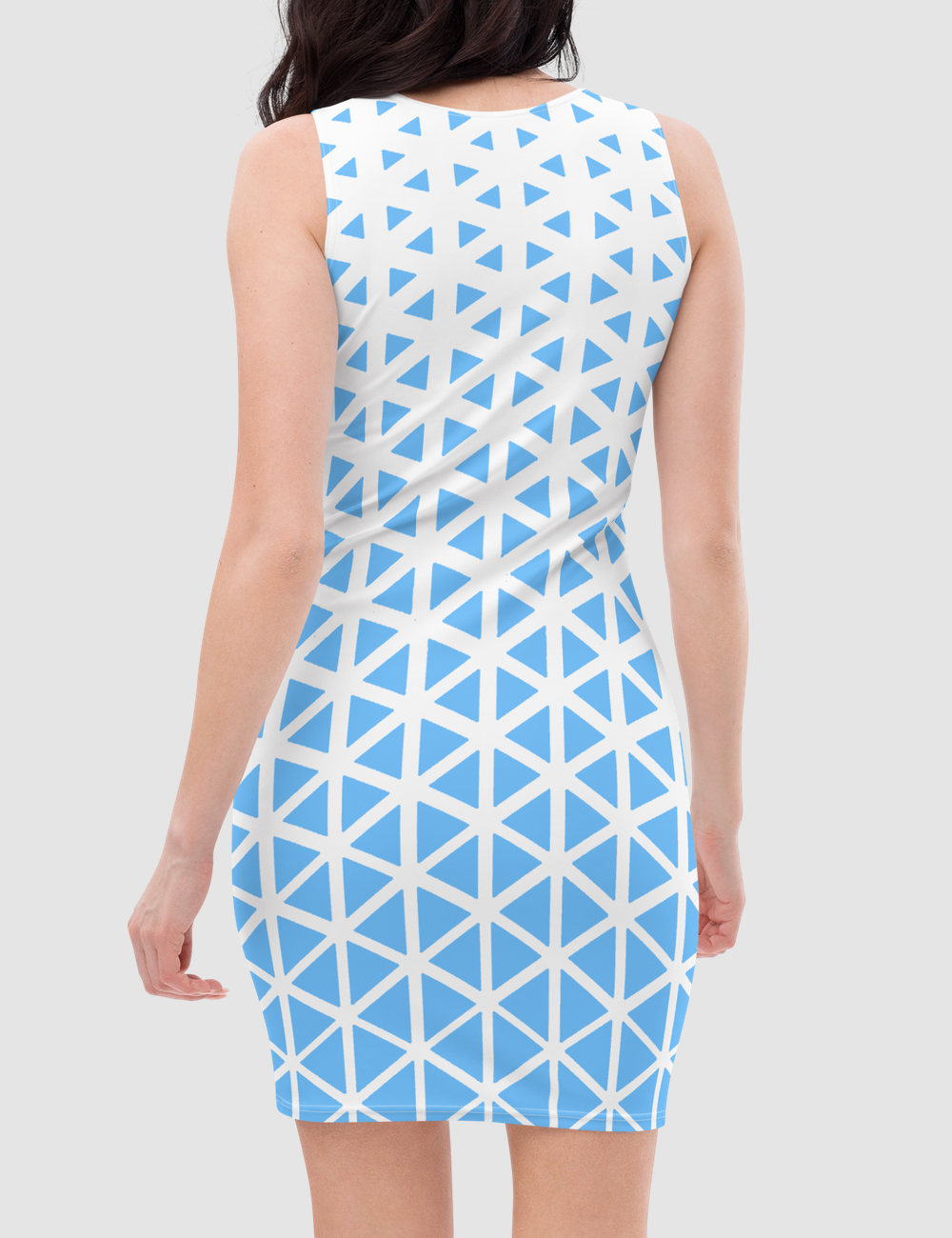 Crystalline Mosaic Cloud Blue | Women's Sleeveless Fitted Sublimated Dress OniTakai