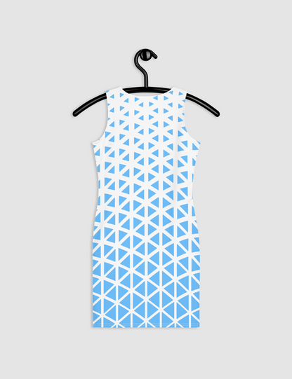 Crystalline Mosaic Cloud Blue | Women's Sleeveless Fitted Sublimated Dress OniTakai