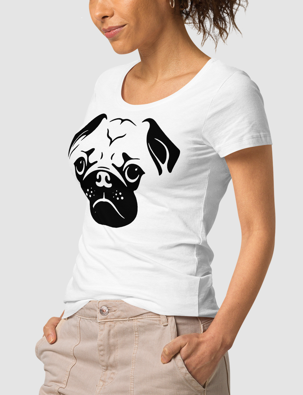 Cute Pug Women's Organic Round Neck T-Shirt OniTakai