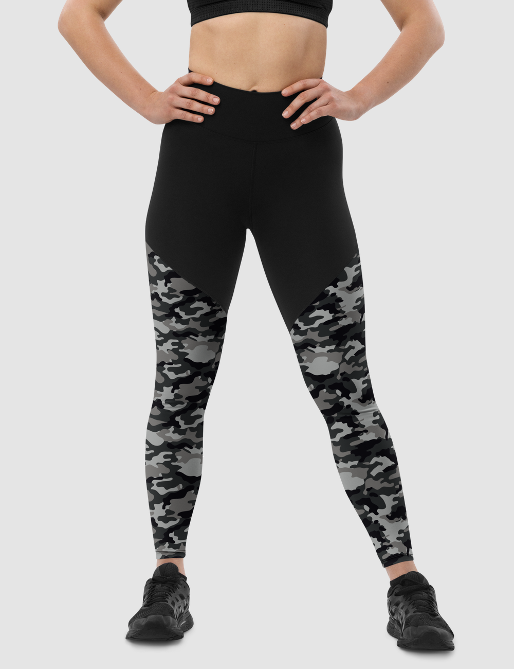 Dark Avalanche Military Camouflage Print | Women's Premium Sports Leggings OniTakai