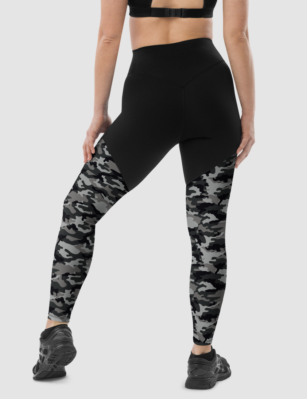 Dark Avalanche Military Camouflage Print | Women's Premium Sports Leggings OniTakai