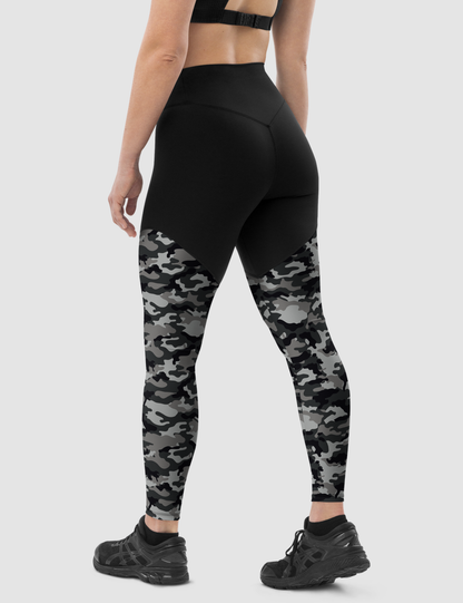 Dark Avalanche Military Camouflage Print | Women's Premium Sports Leggings OniTakai