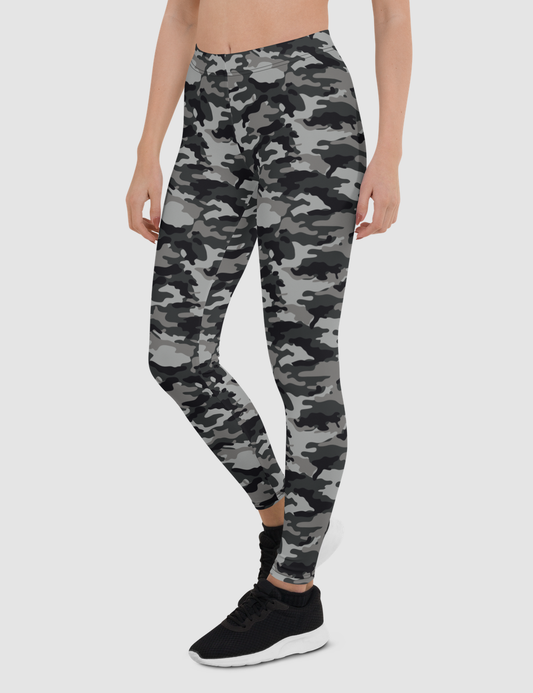 Dark Avalanche Military Camouflage Print | Women's Standard Yoga Leggings OniTakai