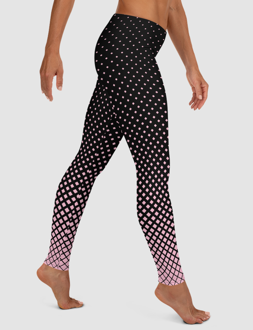 Dark Blush Halftone Ombre Women's Standard Yoga Leggings OniTakai