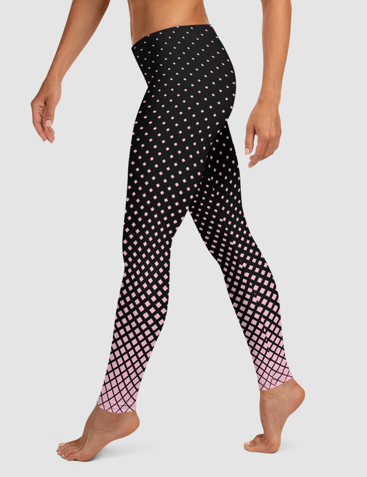 Dark Blush Halftone Ombre Women's Standard Yoga Leggings OniTakai