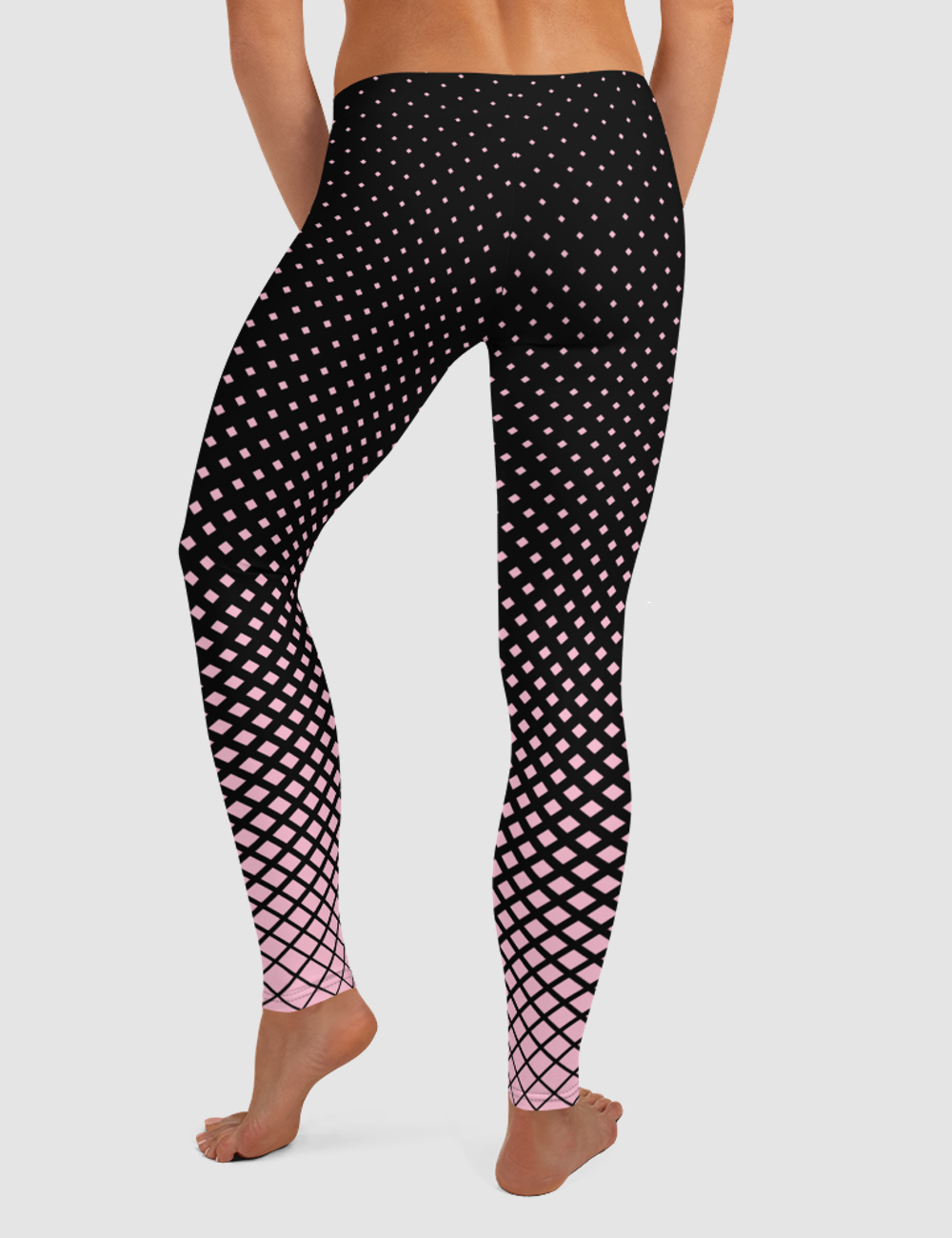 Dark Blush Halftone Ombre Women's Standard Yoga Leggings OniTakai