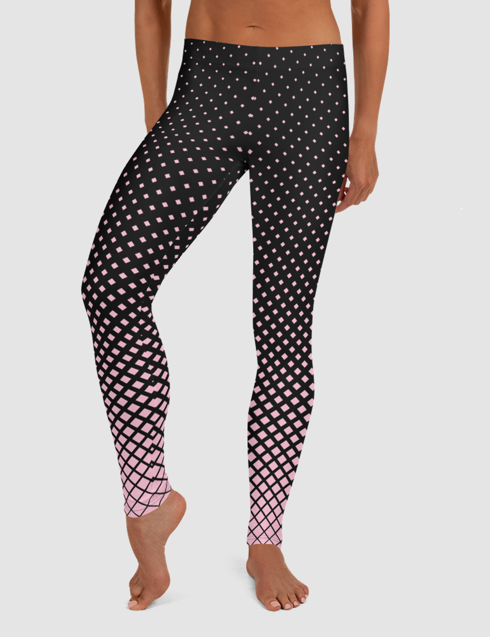 Dark Blush Halftone Ombre Women's Standard Yoga Leggings OniTakai