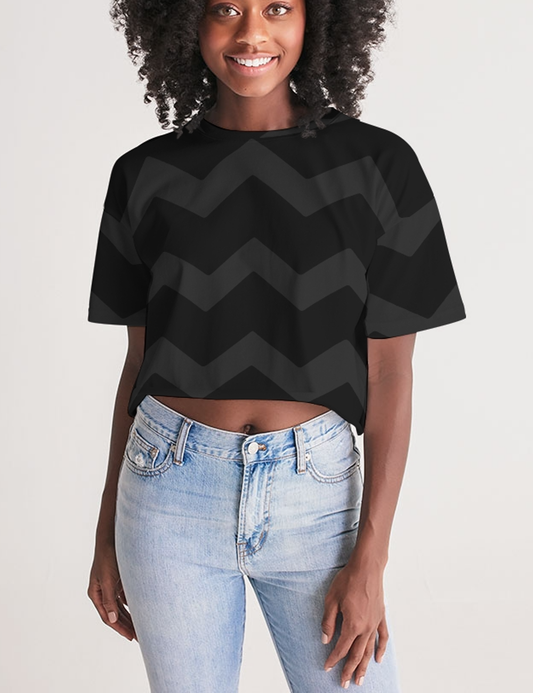 Dark Chevron | Women's Oversized Crop Top T-Shirt OniTakai