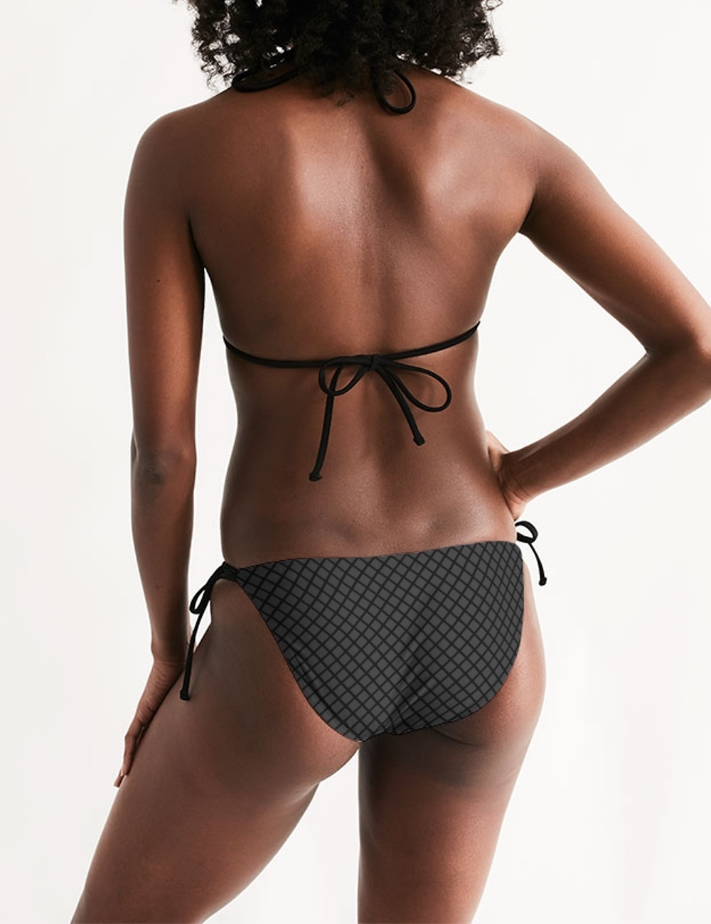 Dark Fishnet Grid Pattern | Women's Triangle String Bikini OniTakai