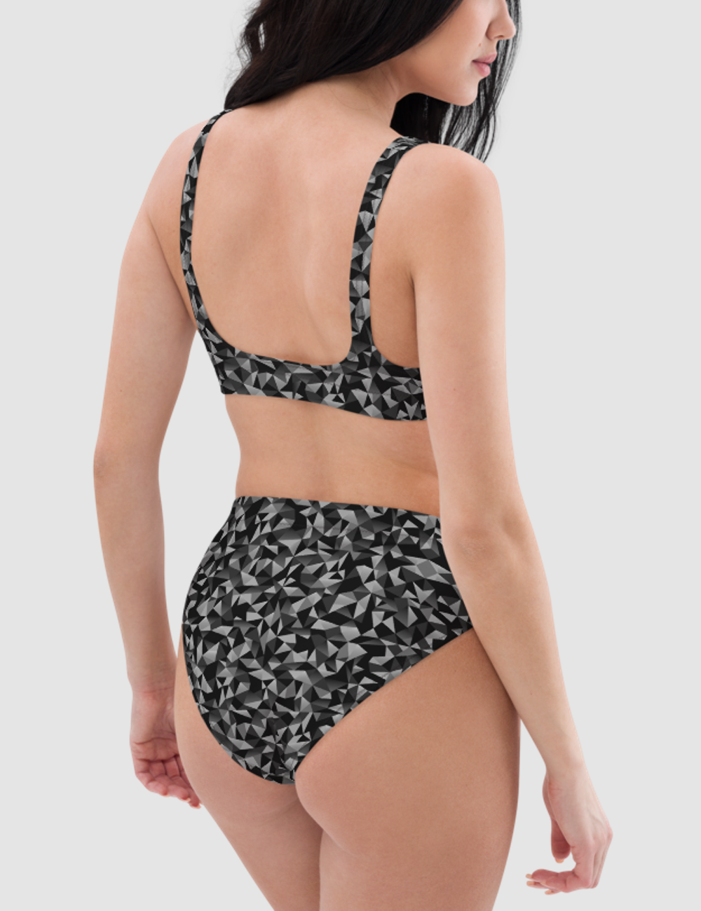 Dark Grey Kaleidoscope | Women's Essential High-Waisted Bikini OniTakai