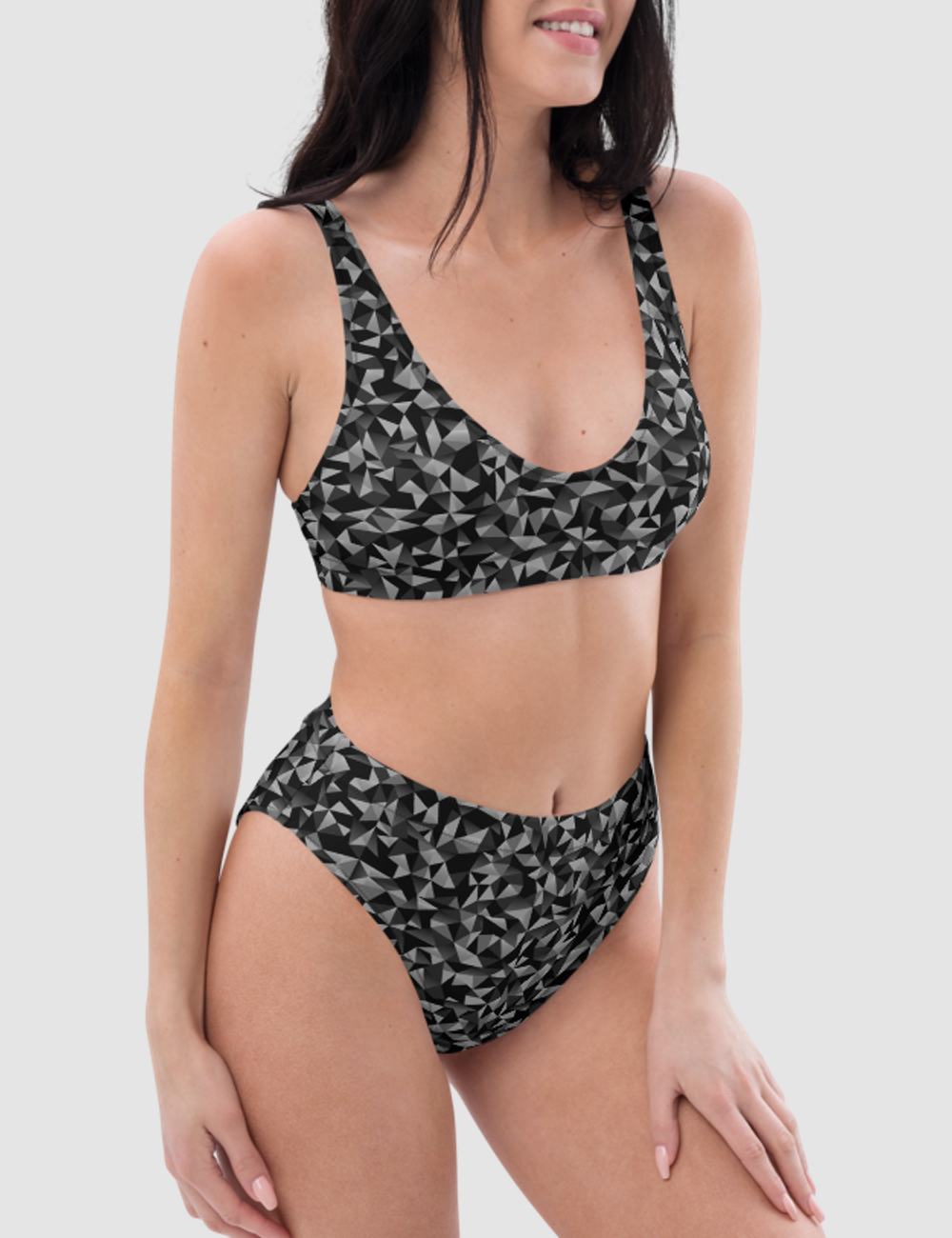 Dark Grey Kaleidoscope | Women's Essential High-Waisted Bikini OniTakai