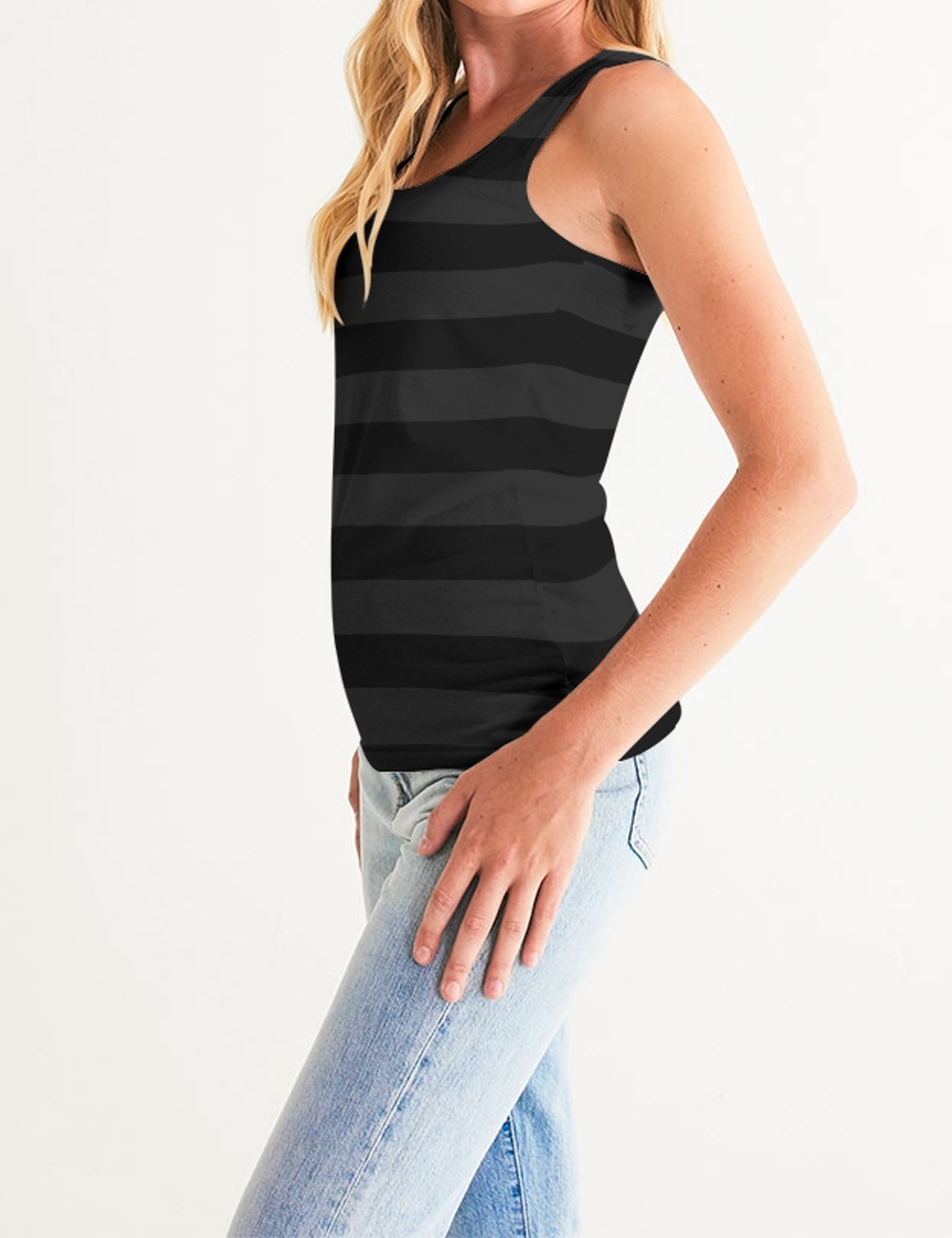 Dark Grey Lines | Women's Fitted Sublimated Tank Top OniTakai