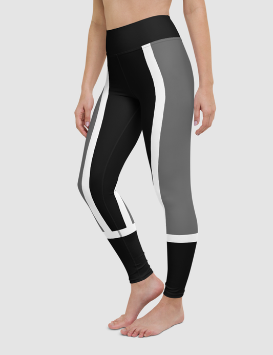 Dark Grey Paneled Contrast | Women's High Waist Yoga Leggings OniTakai