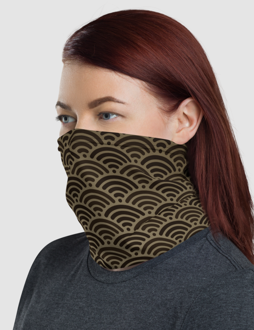 Dark Japanese Waves Pattern | Neck Gaiter Face Mask OniTakai
