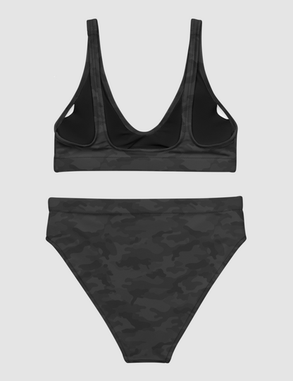 Dark Jungle Military Camouflage Print | Women's Essential High-Waisted Bikini OniTakai